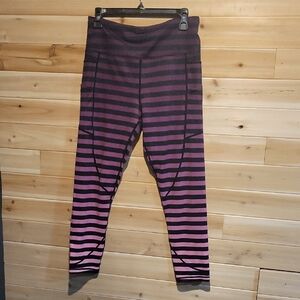 ZYIA Pink and Black Striped Leggings